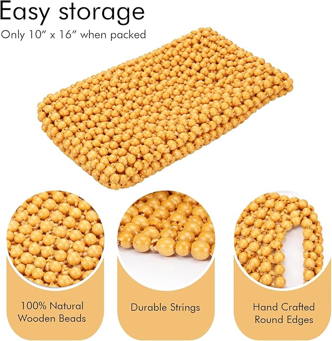 ZONETECH Beaded Car Seat Cover, Cooling Wood Bead Seat Cover, Breathable Semi Truck Seat Covers Massaging, Anti-Sweat and Back Support Features, Double Strung Universal Fit Natural Color