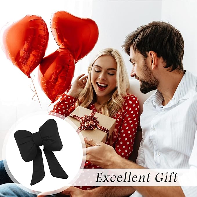 2PCS Cute Bow Car Headrest Pillow,Comfortable & Breathable Car Neck Pillows for Relief Neck Fatigue,Universal Head Rest Pillow for Cars Decoration as Birthday Gifts for Women,Girl (Black/2PCS)