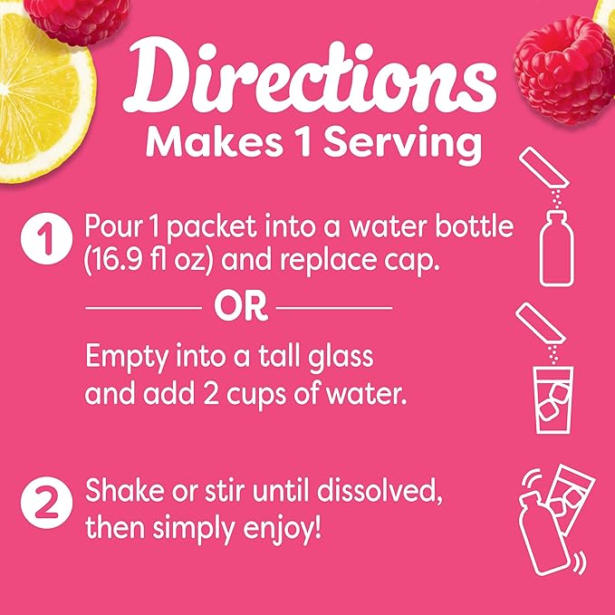 Crystal Light Drink Mix – Raspberry Lemonade On-The-Go (10 CT) & Sugar-Free Pink Lemonade Multi-Serve Powdered Drink Mix (2.9 oz) (1 Ea.) (Variety Pack)