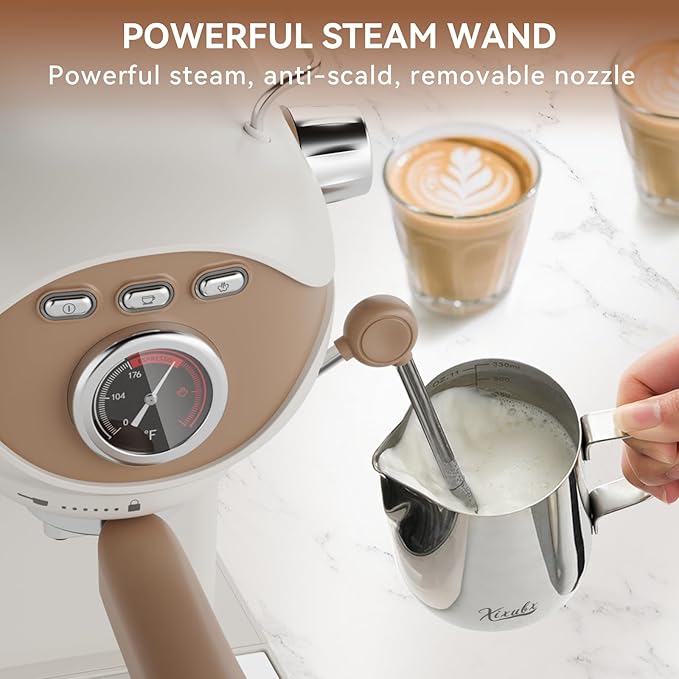 Espresso Machine, 20 Bar Pump Temperature Control, Compact Espresso Maker with Steam Milk Frother, Professional Coffee Makers for Home, Cappuccino Latte Machine, Gifts for Coffee Lover