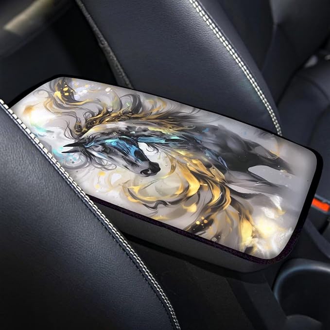 Wild Horse Car Center Console Cushion Pad Protector Arm Rest Car Comfortable Auto Fashion Auto Interior Armrest Console Accessories Fit Most Cars, Truck, SUV, or Van