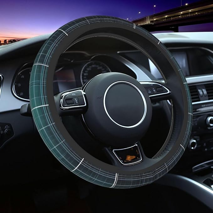 Dimensional Line Space Steering Wheel Cover. Car Decor,Anti-Slip,Sweat Absorption,Easy Carry, Universal 15 Inch
