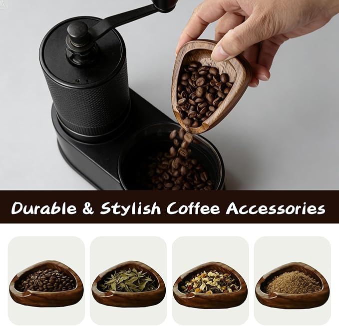 2 Coffee Bean Spray Bottles with Walnut Wood Dosing Cup Set – Anti-Static Spray for Coffee Beans, Espresso Bar Walnut Dosing Cup Accessories