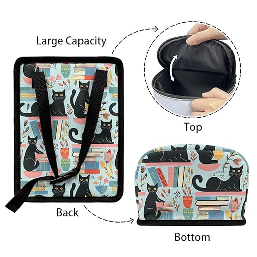 Black Cat Cute Pattern Car Trash Can, Suitable for Rear Seats and Behind The Center Console