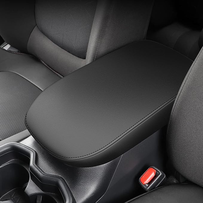 AOMSAZTO Console Covers for 2019 2020 2021 2022 2023 2024 2025 Toyota RAV4 Armrest Covers for Toyota RAV 4 Black with Black Stiches