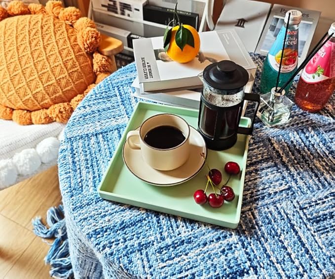 Small Square Tray (9 inch) 3 Pack, Durable Green Tray for Desserts & Organization, Lightweight for Coffee, Drinks, Party, Seasoning, Perfume and Display.