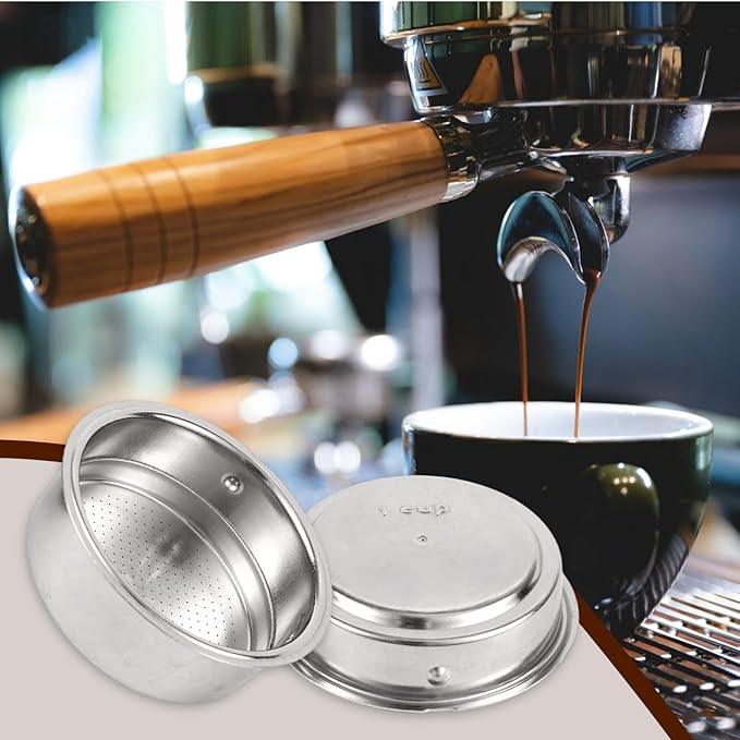 2pcs 51mm Portafilter Basket, Stainless Steel Pressurized Espresso Coffee Filter Basket for 51mm Espresso Machines (1 Cup + 2 Cup Capacity)