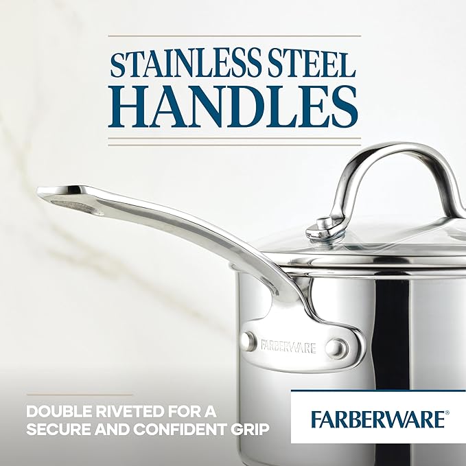 Farberware Millennium Stainless Steel Nonstick Cookware Induction Pots and Pans Set, 10-Piece Kitchenware Set