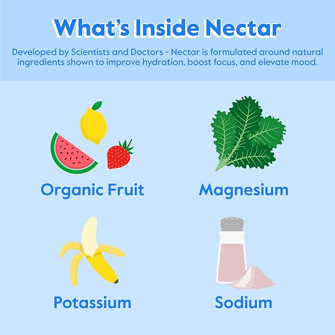 Nectar Hydration Packets - Electrolytes Powder Packets - No Sugar or Calories - Organic Fruit Liquid Daily IV Electrolytes Powder for Clean Dehydration Relief and Rapid Rehydration (Berry 30 Pack)