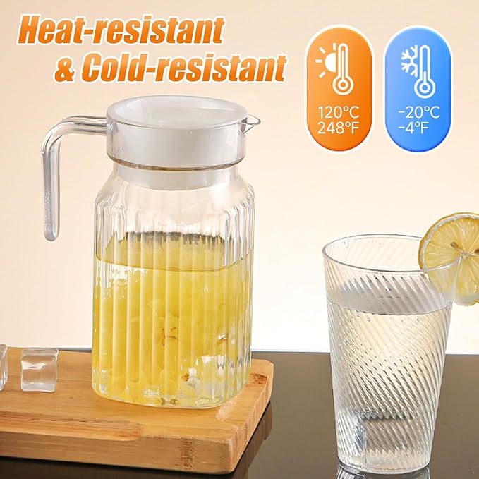 17 oz Small Plastic Carafe with Lid and Spout, 500ml Small Clear Water Jug for Hot/Cold Water, Iced Tea Pitcher for Coffee, Mini Juice and Homemade Beverage Carafe (500ml)