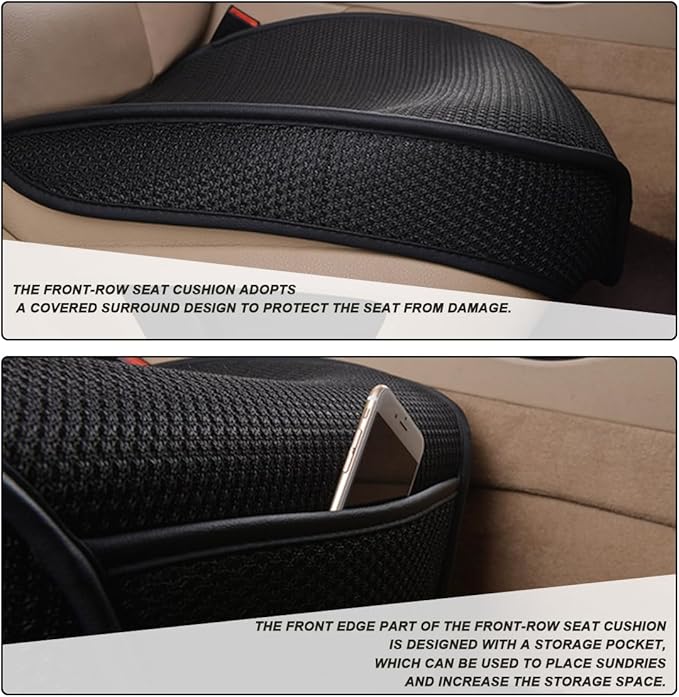 Car Front Seat Bottom Cover, Breathable Anti Slip Auto Frontseat Cushion Mat with Storage Pocket, Comfortable Vehicle Interior Chair Protection Pad, Universal for SUV Sedan Truck(Purple)