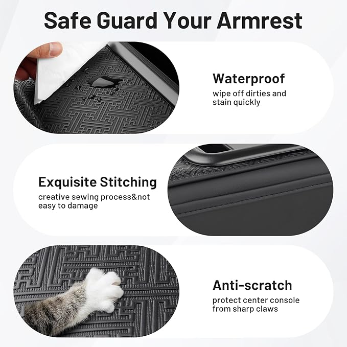 Autorder Center Console Cover for Toyota RAV4 2019-2025 Accessories Armrest Cushion with Multi-Purpose Storage Slot Leather Middle Console Cover RAV4 Armrest Cover Anti-Scratch