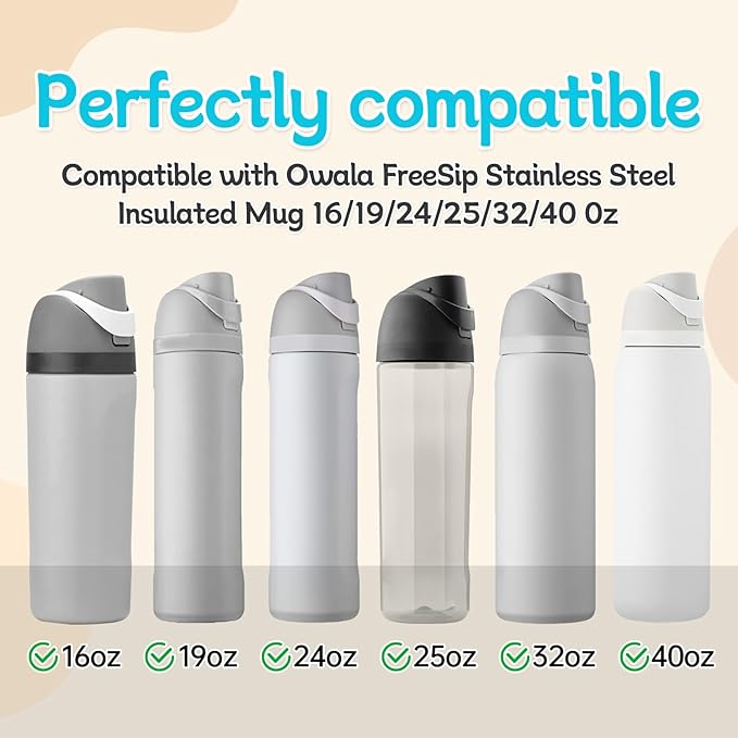 6 Sets Replacement Stopper and O Ring Gasket Compatible with Owala FreeSip 24oz 32oz,Water Bottle Lid Insert Cap Rubber Seal Parts for Owala 16/19/24/32/40oz Mouthpiece Accessories F5