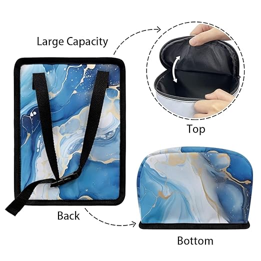 Blue Marble Auto Garbage Can with Lid,Portable Leak Proof Car Trash Can Bag Hanging for Back Seats，Console，Durable and Lightweight Vehicle Rubbish Storage Pocket