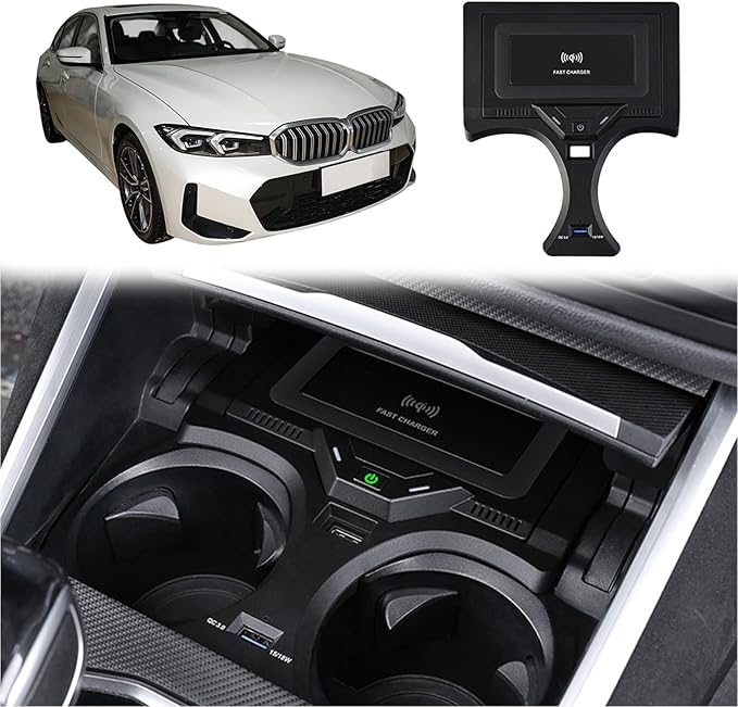 Wireless Car Charger for BMW 2 Series/3 Series/4 Series/i3/i4, 15W Fast Wireless Phone Charging Pad Support Original Car with NFC Center Console Wireless Charger