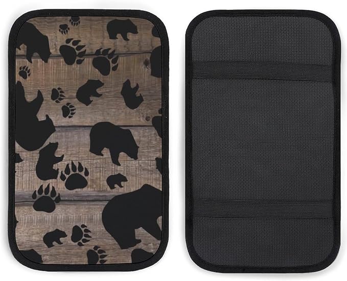 Black Bear Black Bear Paws Car Center Console Cushion Pad,Waterproof Armrest Seat Box Cover Protector,Comfortable Car Decor Accessories Fit for Most Cars, Vehicles, SUVs
