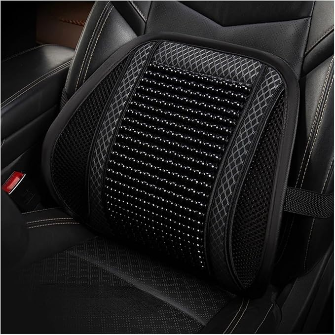 Car Seat Chair Back Cushion for Tesla Model 3 EV Sedan 2025, Wooden Beads Ventilate Mesh Lumbar Brace Strong Durable Relieve Fatigue Summer Interior Accessories,C-Waist Cushion