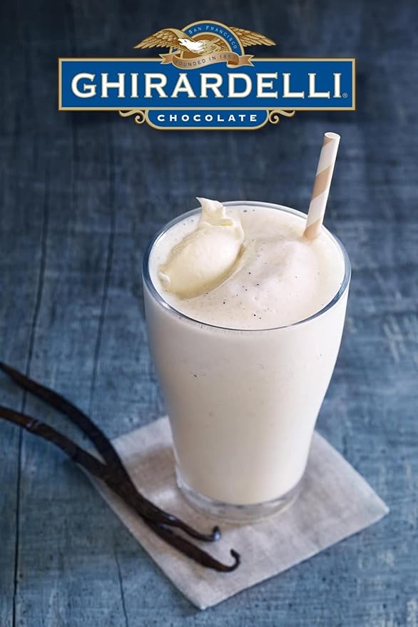 Ghirardelli Vanilla Premium Frappe Mix 3 lb Can with Ghirardelli Stamped Barista Spoon
