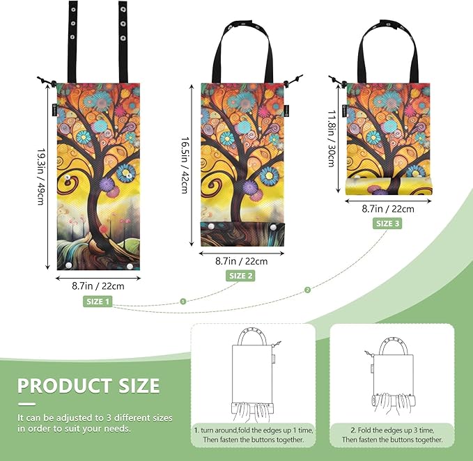 ALAZA Hanging Car Trash Bags Garbage Bag Trash Can for Back Seat Small Tree 3 Washable Storage Bag Retractable 2 Pack