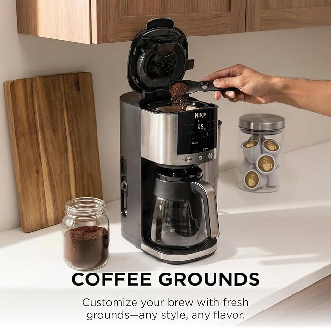 Ninja DualBrew Coffee Maker | Brew Coffee Grounds & Pods | Brew Classic, Rich, Over Ice, & Cold Brew | Brew Single-Serve Cup to Full 12-Cup Carafe | Stainless Steel | GP161
