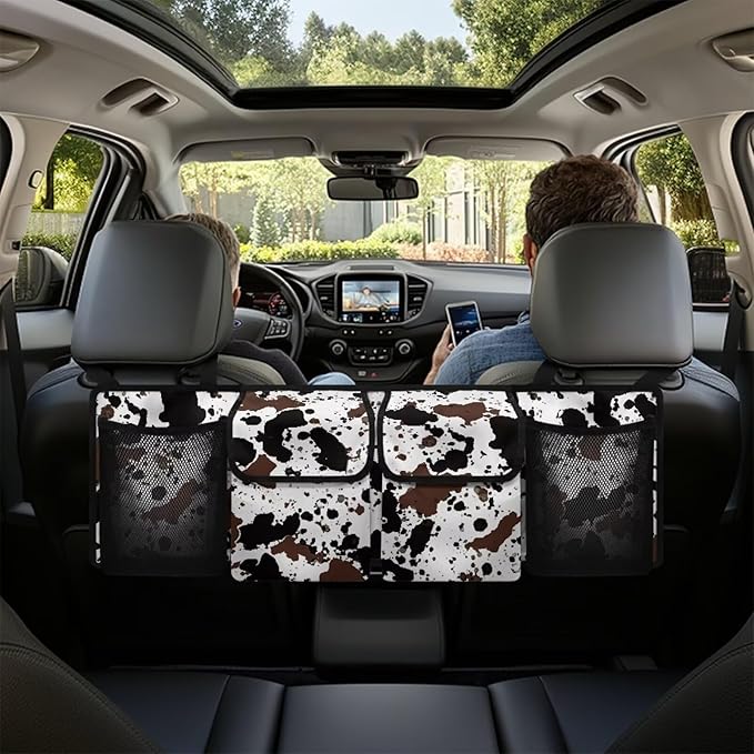Cow Car Organizer, Trunk Organizer for SUV, Car Trunk Organizer and Storage, Car Interior Accessories Backseat Hanging Organizer,Waterproof Storage Bag