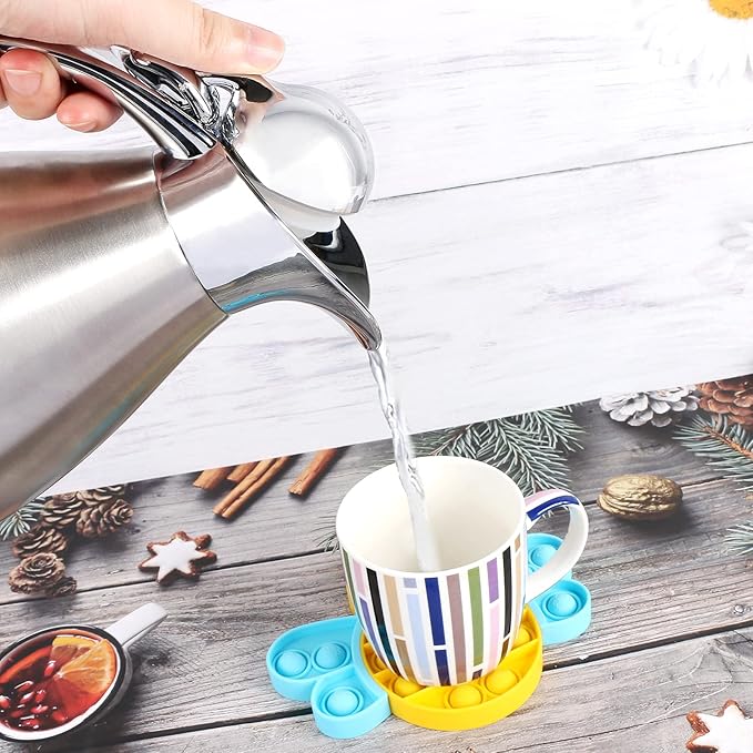 34 oz Food-grade Stainless Steel Thermal Carafe/Double Walled Vacuum Insulated Coffee Pot with Press Button Top, 12+ Hrs Heat&Cold Retention for Coffee,Tea,Beverage etc (1.0L)