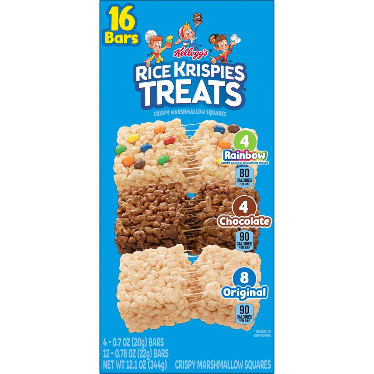 Rice Krispies Treats Crispy Marshmallow Squares, Kids Snacks, Cereal Bars, Variety Pack, 12.1oz Box (16 Bars)