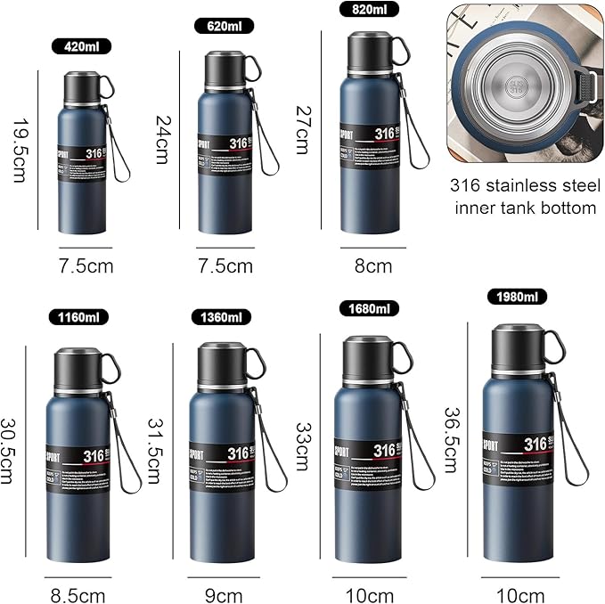 Double wall vacuum Leakproof stainless steel wide mouth insulated water bottle;tea tumbler with tea strainer infuser basket,cup and lid; travel coffee thermoses hot drinks;portable cold thermal flask