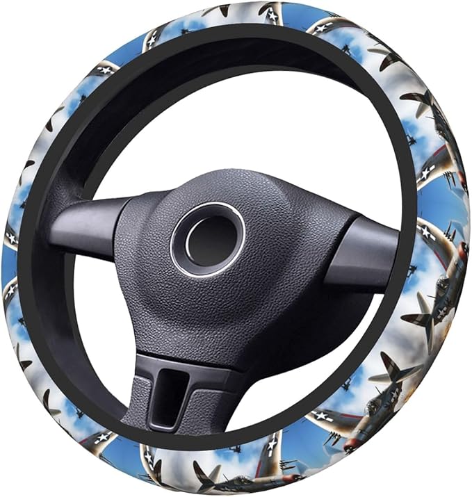 Neoprene Steering Wheel Cover Vintage Fighters Car Steering Wheel Cover Universal Fit for Most Cars