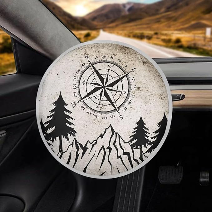 Mountain Steering Wheel Sun Cover 17 Inch Easy to Install Car Rudder Sun Heat Shield Foldable Vehicle Steering Wheel Vehicle UV Reflector Summer Essential Gift for Friends