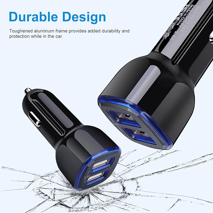 USB Car Charger,5Pack 2.4A Dual Port USB Cigarette Lighter Car Phone Charger Plug Car Adapter for iPhone 17Pro Max Air 16 15 14 13 12 SE 11 Pro Max,Samsung Galaxy S25 A17 A16 A15 A14 S24 S23 S22 Ultra
