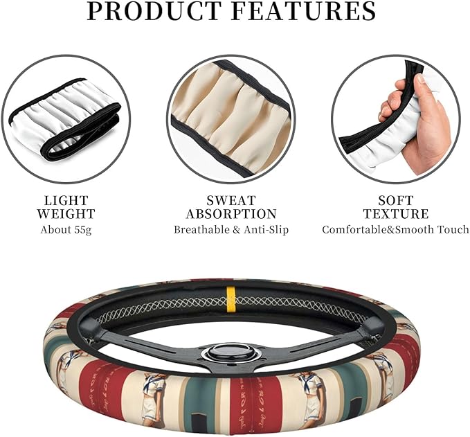 Pin Up Nurse Universal Fit Steering Wheel Cover for Car, Truck, and SUV, Durable Steering Wheel Protection