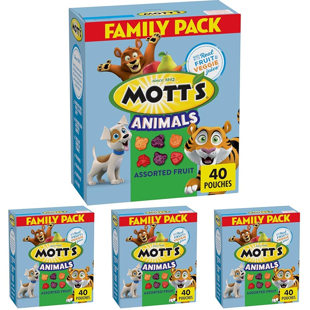 Mott's Fruit Flavored Snacks, Animals Assorted Fruit, Gluten Free Snack, Family Pack, 40 Ct, 32 oz
