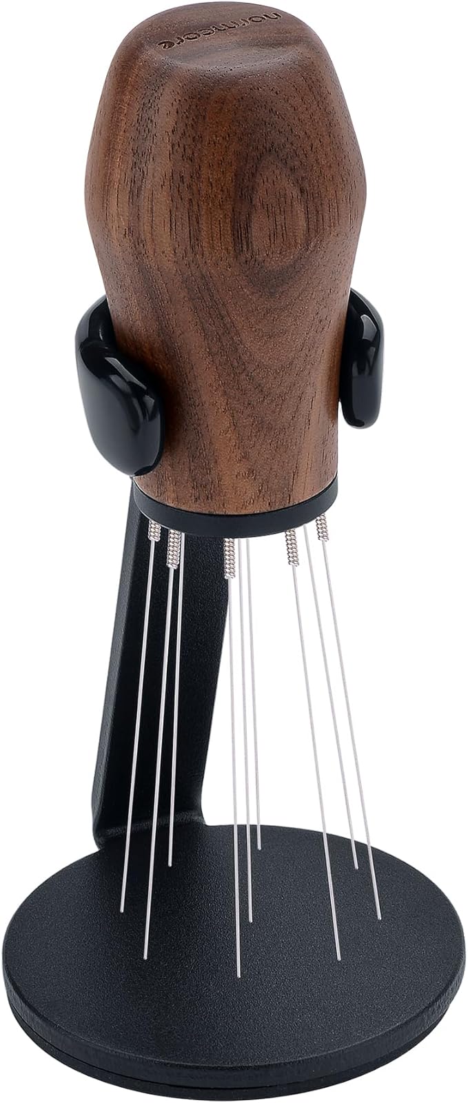 Normcore WDT Distribution Tool with Stand V3, Weiss Distribution Technique, 9 Prong Needle Espresso Stirrer, American Walnut Wood Handle
