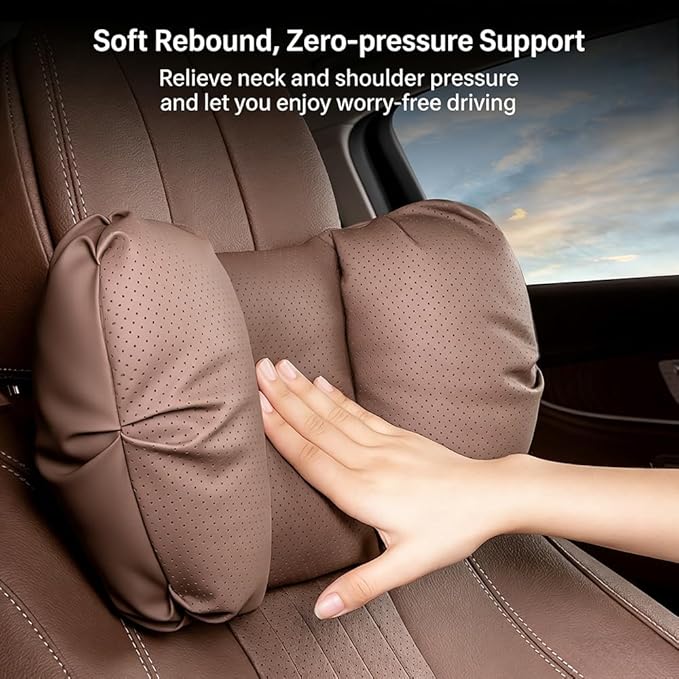 Car Neck Pillow & Lumbar Support for MINI F55 2025-2026 Ergonomic Breathable Mesh Auto Seat Back Cushion Headrest,Black-Neck Pillow