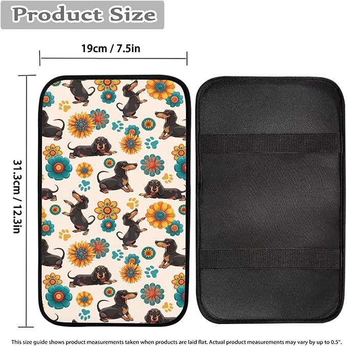 Cute Puppy Car Center Console Cushion Pad Protect from Pet Claws Center Console Cover Easy to Install Armrest Cover Protec Universal Fit for Auto Truck Van SUV