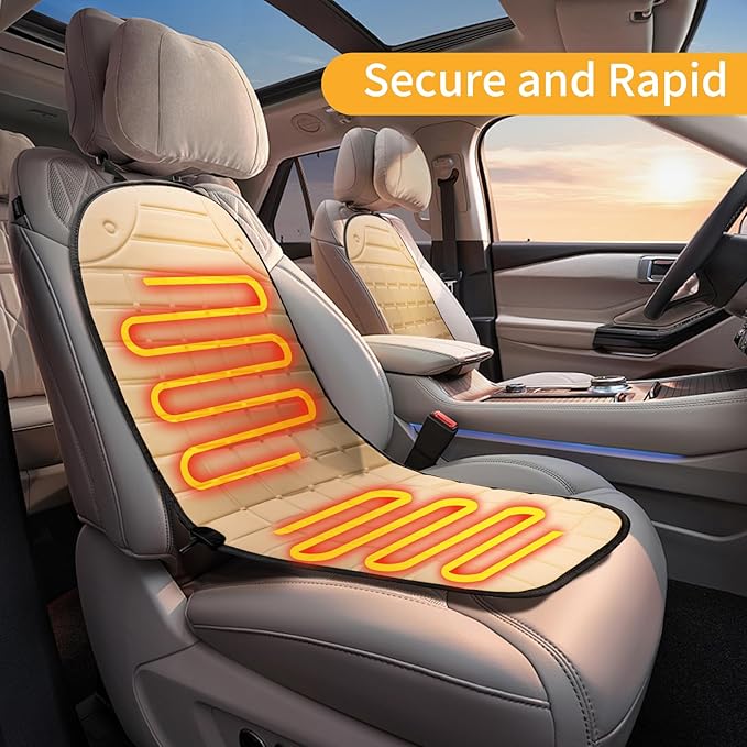 2-Pack Seat Cushion - Comfortable Winter Seat Cushion with Adjustable Buckle for Full Back and Seat (Khaki)