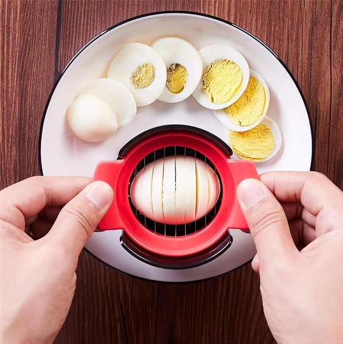 Egg Slicer, 3-In-1 Stainless Wire Egg Slicer, Suitable for Hard Boiled Eggs, Soft Fruit, Cutting out Regular and Beautiful Shapes