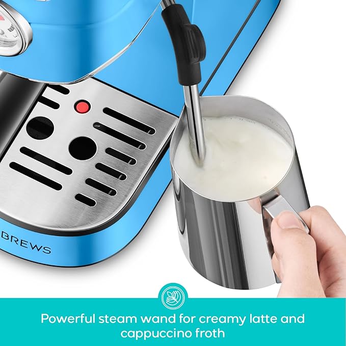 CASABREWS CM5418 Espresso Machine 20 Bar, Stainless Steel Espresso Maker with Milk Frother Steam Wand, Professional Coffee Machine with 34oz Removable Water Tank, Gift for Him, Gift for Friend, Blue