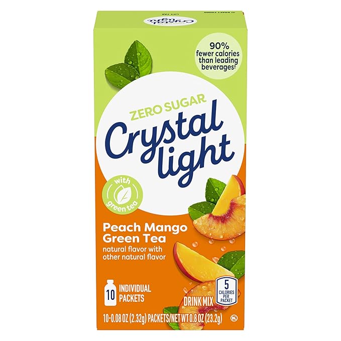 Crystal Light On The Go Peach Mango Green Tea Drink Mix, 10-Packet Box (Pack of 12)