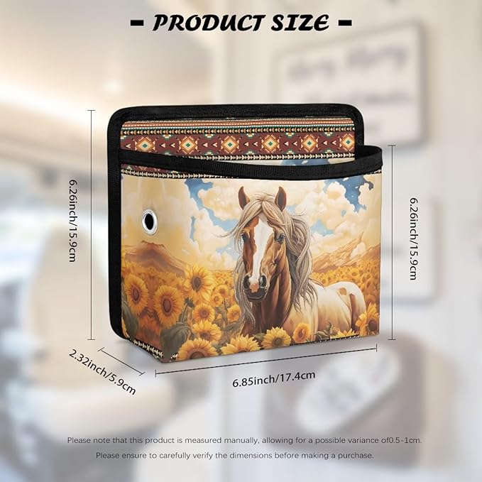 Aztec Horse Car Side Pocket Organizer, Seat Side Storage Bag, Universal Pouch for Auto Door Window Console Seat Backrest, Purse Card Phone Sunglasses Holder, Car Accessories