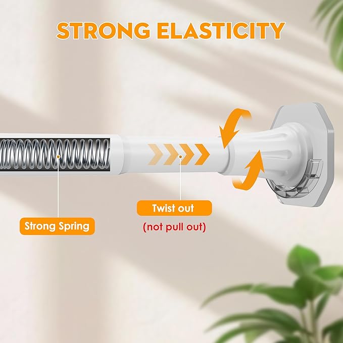 1.1 Inch Diameter Tension Closet Rods for Hanging Clothes 32-72 Inch, Adjustable Pole Closet to Hang Clothes, Heavy Duty Closet bar for Wardrobes with No Drilling Holder, White