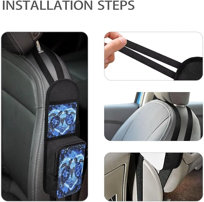 Floral Sea Turtle Auto Seat Side Storage Organizer Heart Print Car Seat Storage Bag Car Purse Holder Automotive Consoles & Organizers for Phone Storage Car Organizer