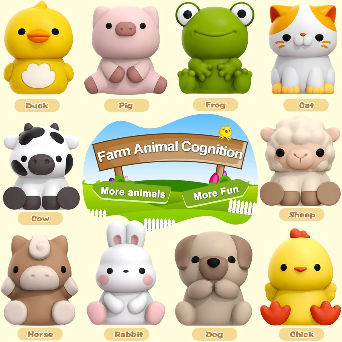 Learning Toys for 1,2,3 Year Old Toddlers, 20Pcs Farm Animals Toys Montessori Counting, Matching & Sorting Fine Motor Games, Birthday Easter Gift for Baby Boys Girls Age 12-18 Months