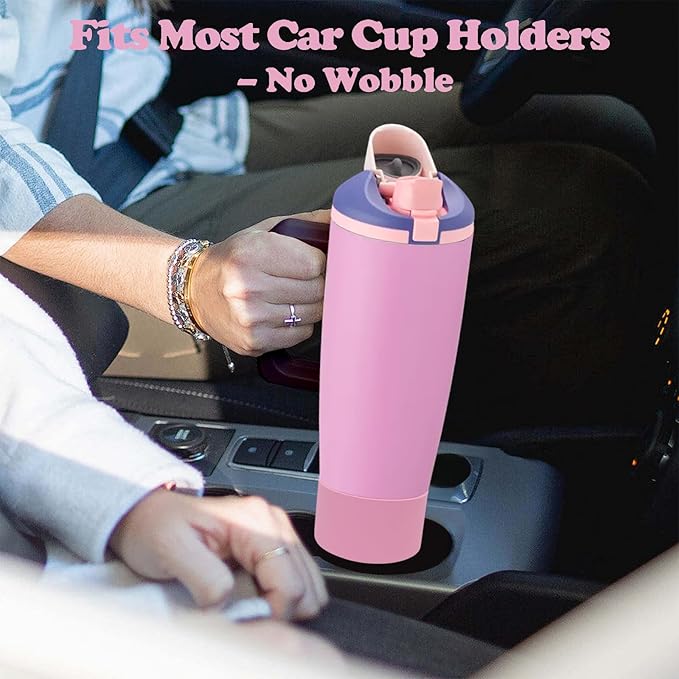 2PCS Silicone Boots for Owala 30oz & 40oz FreeSip Sway Bottles & Tumblers – Non-Slip, Scratch-Resistant, Stability Enhancer for Owala Accessories (Peony Pink)