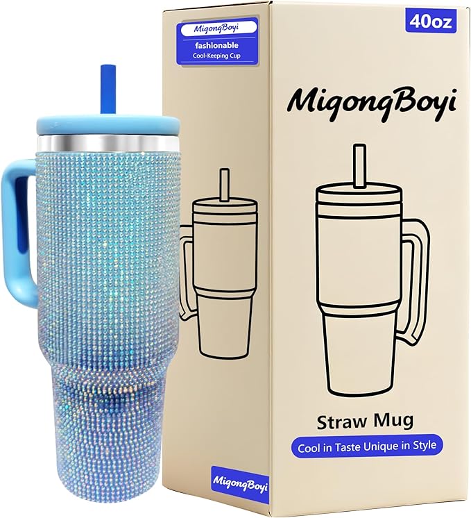 40-OZ Insulated Water Bottle,Insulated Stainless Steel Tumbler,Reusable Cold Drink Thermos,BPA-Free, Double-Wall Stainless Steel Water Bottle (Royal Blue - Diamond, 40, Fluid Ounces)