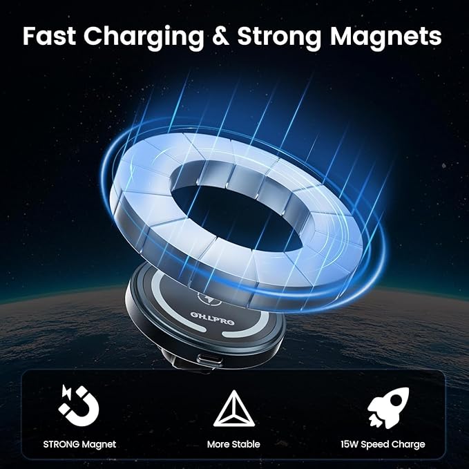OHLPRO for Mag Cup Holder Car Mount Charger for iPhone 17, 15W Fast Charging Magnetic Cupholder Phone Mount, Compatible with iPhone 16 15 14 13 12 Series