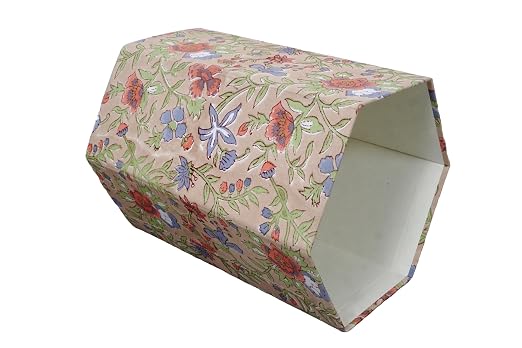 Generic 3.3 Gallon Cotton Hand Block Printed Paper Waste Basket |Small Decorative Trash Can for Housewarming Gifts in Living Room, Bedroom, Bathroom | Eco-Friendly, Plastic-Free (1, CR. BLUE GREEN)