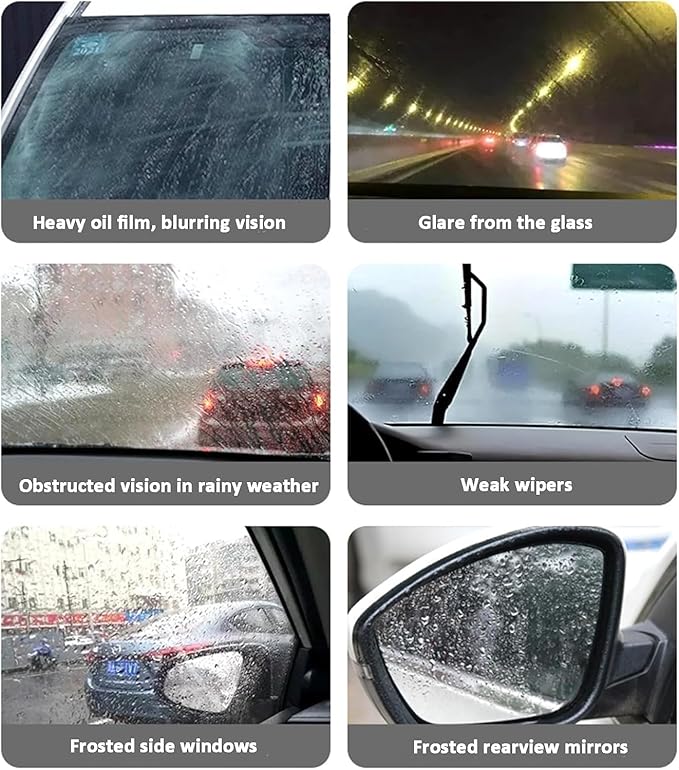 Handheld Glass Oil-Film Remover, Car Glass Cleaner Oils Film Cleaning Brush, Q4 Glass Guard Windshield Cleaner & Oil Films Remover Emulsion Coating for Cars Window, Crystal Clear View