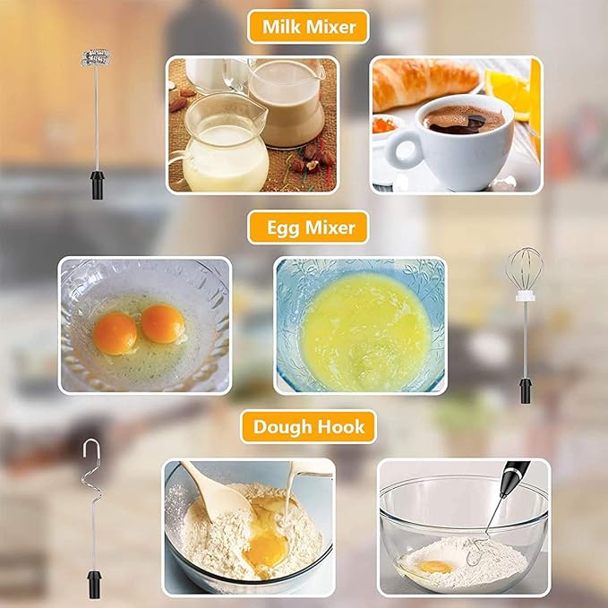 Milk Frother Handheld USB Rechargeable LCD Electric Milk Frother Adjustable 3 Speeds Hand Milk Foam Maker Mini Blender Drink Mixer for Bulletproof Coffee, Hot Chocolate, Matcha, Frappe, Egg Whisks